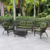 Мебель из искусственного ротанга в классическом стиле LV520BG Brown/Green, цвет коричневый/зеленый, 2-х местный диван и 2 кресла