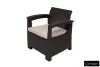 Коричневый комплект пластиковой мебели для терасы B:Rattan Comfort 4 на 4 персоны - столик, кресла и диван