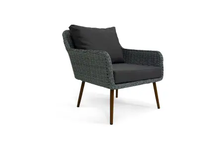 Плетеная мебель из искусственного ротанга Mokka Rimini S3, серый цвет - трехместный диван, кофейный стол и 2 кресла