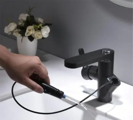 Смеситель для раковины с ирригатором Optimal, цвет черный, 10188В