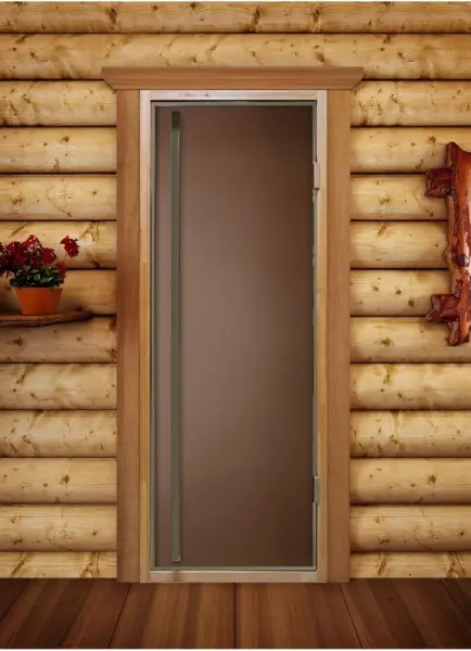 Дверь для сауны DoorWood Престиж Flash Royal, 700 х 1900 мм, порог, бронза матовая, коробка ольха