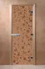 Дверь для сауны DoorWood Цветы и Бабочки бронза 1900х700 мм, без порога, бронза матовая, коробка ольха