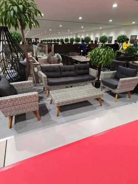 Комплект плетеной мебели из искусственного ротанга AFM-605G Grey, серый цвет - 3хместный диван, журнальный столик и 2 кресла