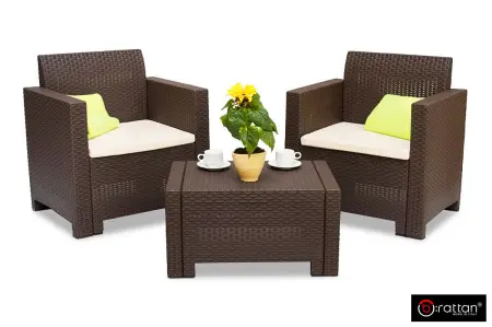 Комплект пластиковой мебели на 2 персоны B:Rattan Nebraska Terrace Set, венге - 2 кресла и кофейный столик