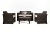 Комплект пластиковой мебели под ротанг B:Rattan Premium Set, темно коричневый цвет - диван, 2 кресла и столик