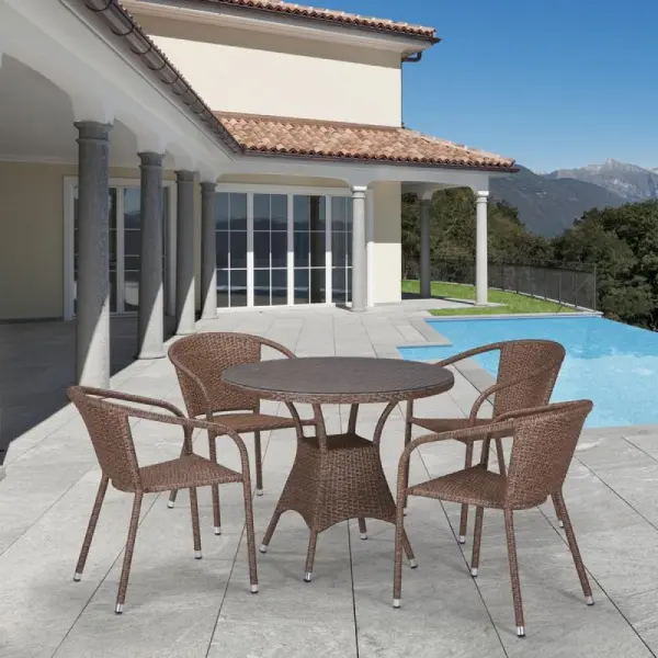 Комплект садовой мебели из искусственного ротанга T197AT/Y137C-W56 Light Brown 4Pcs