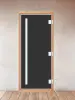 Стеклянная дверь DoorWood Престиж Графит Матовый для бани, 700 х 1900 мм, с порогом, серое матовое, ольха