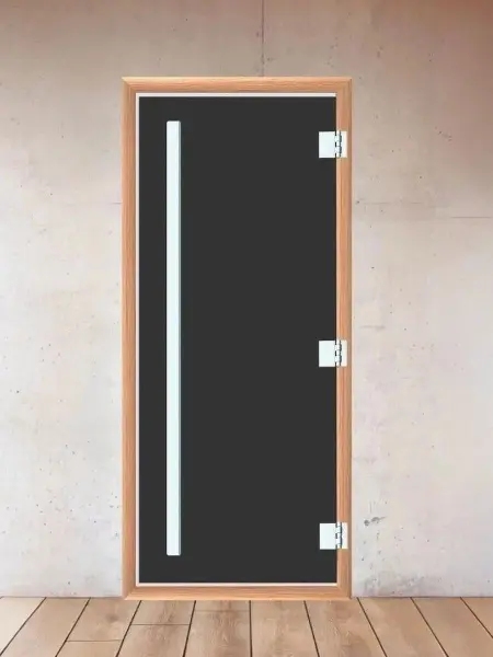 Стеклянная дверь DoorWood Престиж Графит Матовый для бани, 700 х 1900 мм, с порогом, серое матовое, ольха