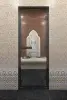 Стеклянная прозрачная дверь DoorWood, коробка алюминиевая, 700 мм х 1900 мм, черный профиль, для хамама