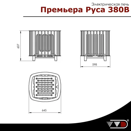 Электрическая печь VVD Премьера Руса 9кВт без пульта в интернет-магазине WellMart24.com
