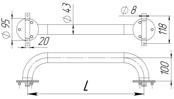 Поручень вдоль борта Aquaviva L050, 0,5 м 