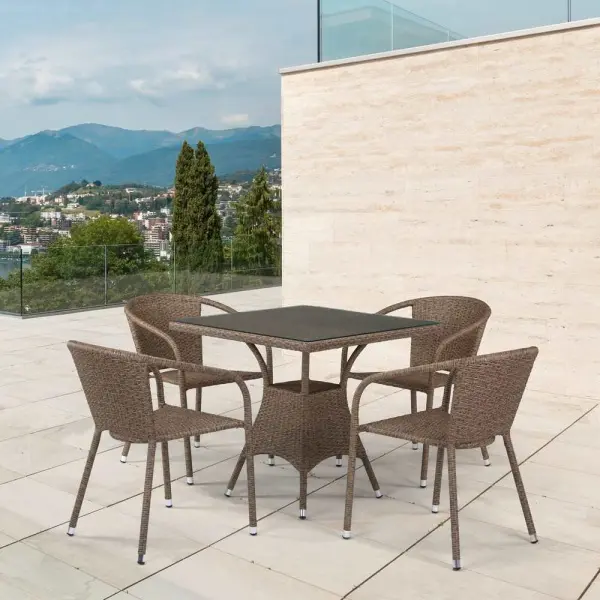 Комплект садовой мебели из искусственного ротанга T197BT/Y137C-W56 Light Brown 4Pcs