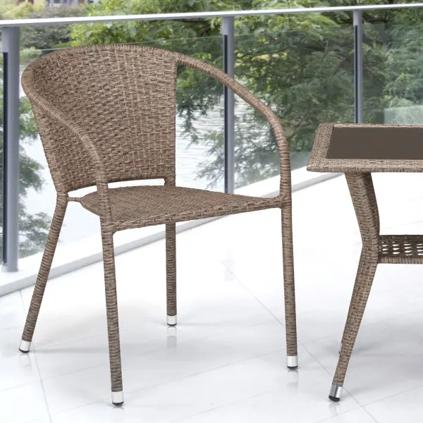Комплект плетеной мебели из искусственного ротанга Афина T25B/Y137C-W56 Light brown - цвет светло коричневый, стол и 2 кресла.