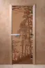 Дверь для сауны DoorWood Рассвет, 800мм х 2000мм, без порога, бронза матовая, коробка ольха