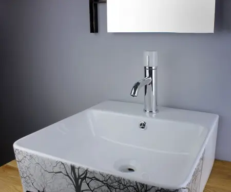 Смеситель для раковины из латуни Focus, цвет хром/мрамор, 24601CM