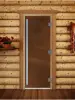 Дверь DoorWood Престиж PRO бронза матовая для бани, 700 х 1900 мм, с порогом, коробка ольха