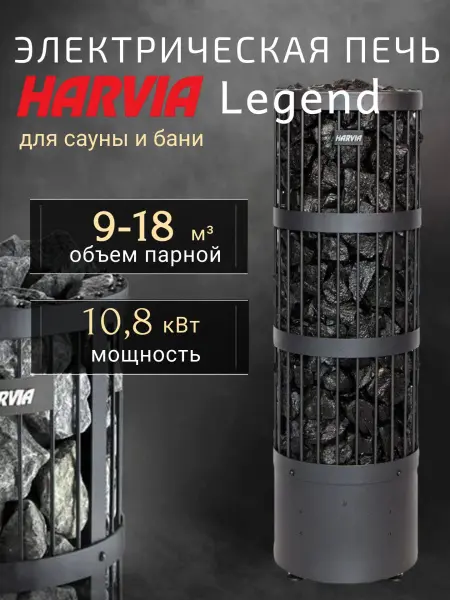 Электрическая печь Harvia Legend PO110E Black, без пульта в интернет-магазине WellMart24.com