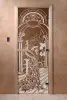Дверь для сауны DoorWood Жар-птица, 700мм х 1800мм, без порога, бронза, коробка ольха