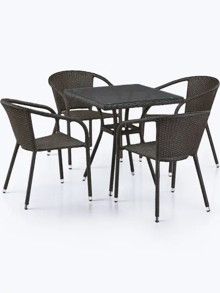 Мебель из искусственного ротанга T282BNT/Y137C-W53 Brown (4 стула и стол)