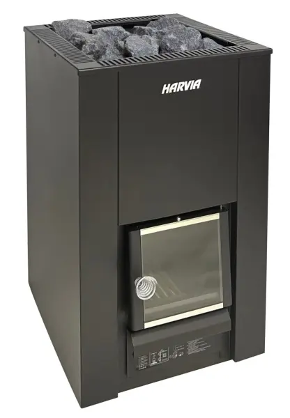 Печь для бани Harvia 22 Black, каменка на дровах, WK220B, до 40 кг камней
