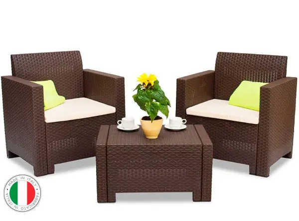 Комплект пластиковой мебели на 2 персоны B:Rattan Nebraska Terrace Set, венге - 2 кресла и кофейный столик