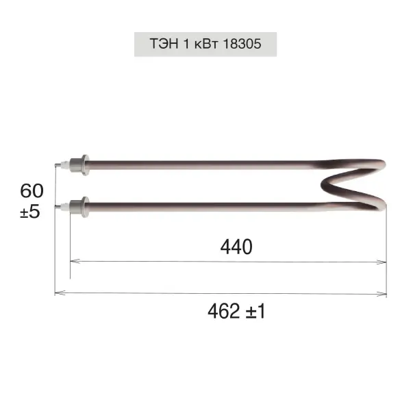 Нагревательный элемент ТЭН VVD 18305 мощность 1,0 кВт, для моделей Премьера Руса с закрытой каменкой