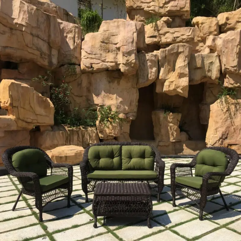 Мебель из искусственного ротанга в классическом стиле LV520BG Brown/Green, цвет коричневый/зеленый, 2-х местный диван и 2 кресла