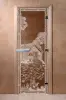 Дверь для сауны DoorWood Банька в лесу, 800мм х 2000мм, без порога, бронза, коробка ольха