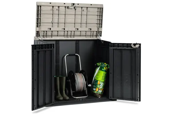 Пластиковый шкаф для улицы Toomax Wood Style 842л, антрацит/серый