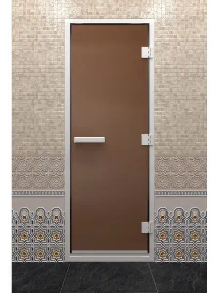 Дверь для турецкой парной DoorWood 700мм х 1900мм, стекло бронза матовая