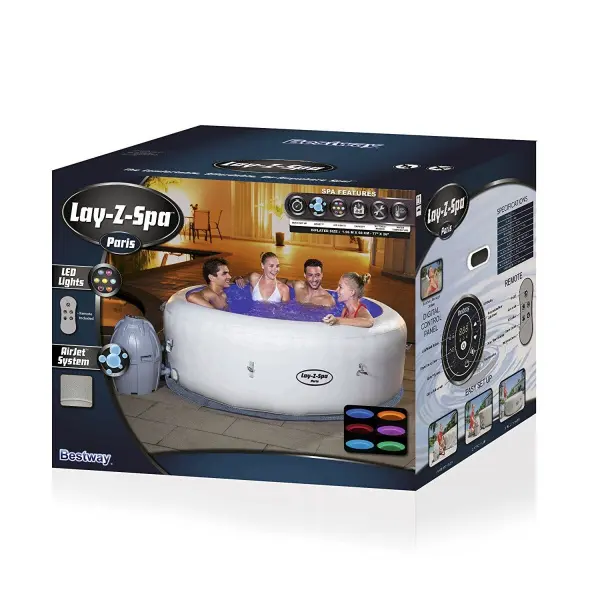 Аэромассажный бассейн Bestway Lay-Z-SPA  Paris AirJet 60013, 196x66см