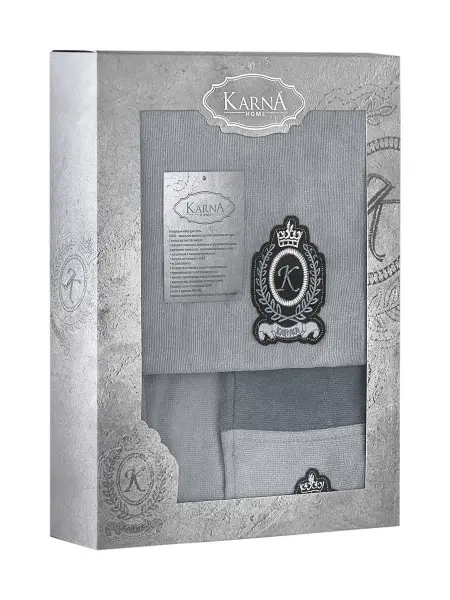 Набор для сауны подарочный килт и полотенце махровый мужской KARNA KORAL 1/2, светло-серый