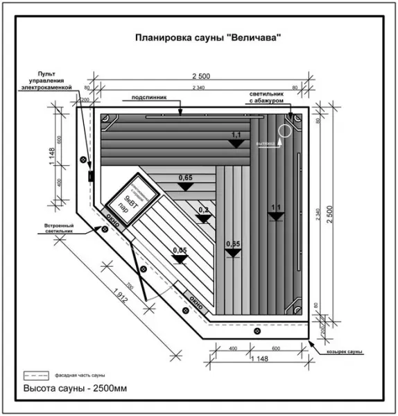 Сауна ИТС Величава, 2500x2500x2500 мм, липа, 73068