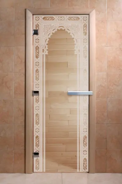 Дверь для сауны DoorWood Восточная Арка, 700 х 1900 мм, без порога, прозрачная, коробка ольха