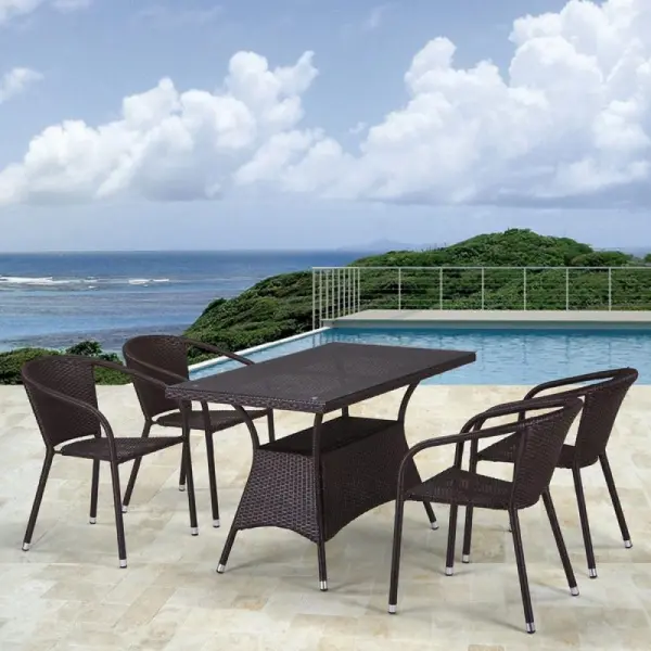 Комплект садовой мебели из искусственного ротанга T198D/Y137C-W53 Brown 4Pcs