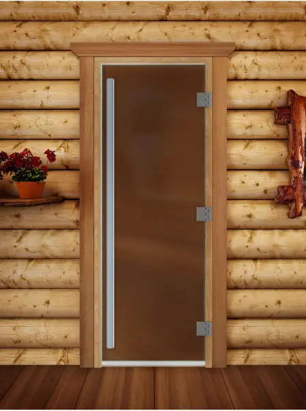 Дверь для сауны DoorWood Престиж PRO, 800 х 2000 мм, с порогом, бронза матовая, коробка ольха