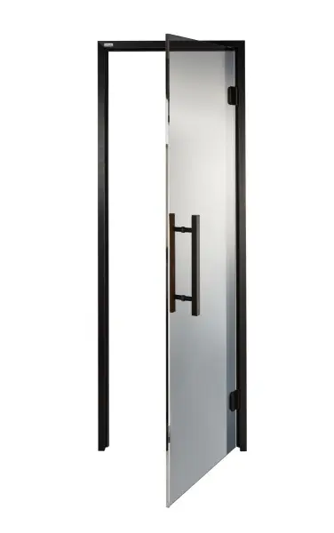 Дверь для турецкой парной GRANDIS DB 7x20 (680мм х 1990мм), черный профиль, стекло графит