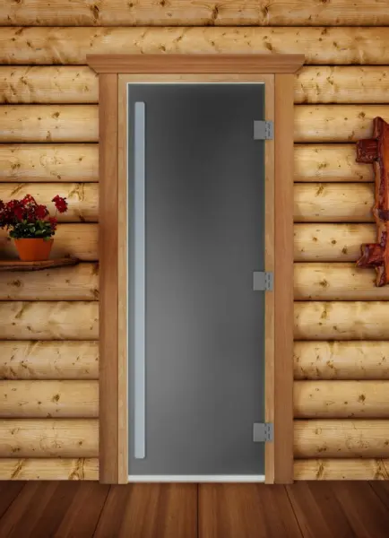 Дверь для сауны DoorWood Престиж Графит Матовый, 700 х 1900 мм, с порогом, серое матовое, ольха