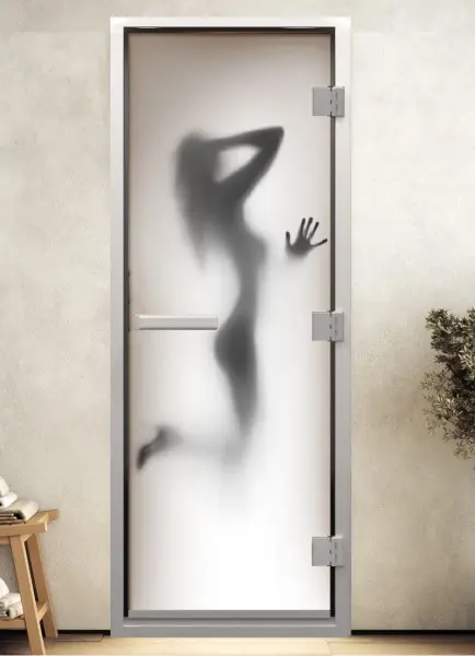Дверь DoorWood 700 х 1900 мм, стекло c фотопечатью "Девушка", для хамама