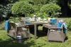 Комплект мебели из пластика под ротанг Keter Corfu Fiesta Set, светло бежевый - столик, 2 кресла и диван