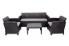 Комплект пластиковой мебели B:Rattan Arizona Max на 5 персон, темно-серый - трехместный диван, столик и 2 кресла