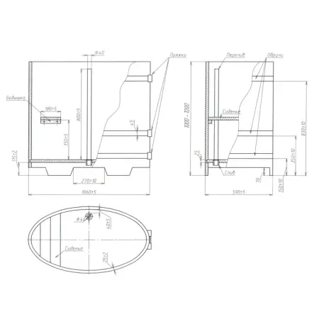 Купель овальная BentWood 0,59 x 1,06 h=1,0 (лиственница натуральная)