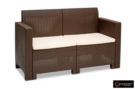 Комплект пластиковой мебели под ротанг B:Rattan Nebrаska 2 Set, коричневый - диван, 2 кресла и квадратный столик