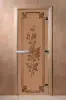 Дверь для сауны DoorWood Розы, 800мм х 1900мм, без порога, бронза матовая, коробка ольха