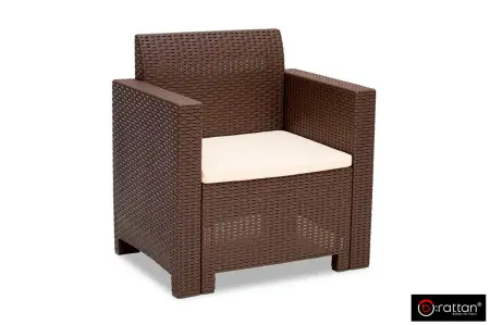 Комплект пластиковой мебели под ротанг B:Rattan Nebrаska 2 Set, коричневый - диван, 2 кресла и квадратный столик