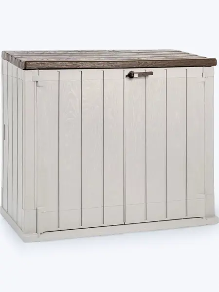 Пластиковый шкаф для улицы Toomax Wood Style 1270л, серый/коричневый