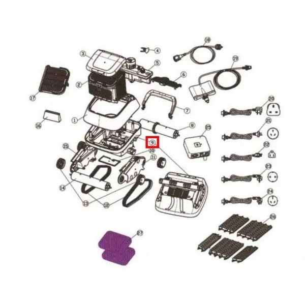 Нижнее шасси для робота-пылесоса Aquaviva 7310 Black Pearl