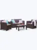 Комплект пластиковой мебели под ротанг для активного отдыха дома B:Rattan Arizona 4 Set, коричневый - 2х местный диван, столик и 2 кресла