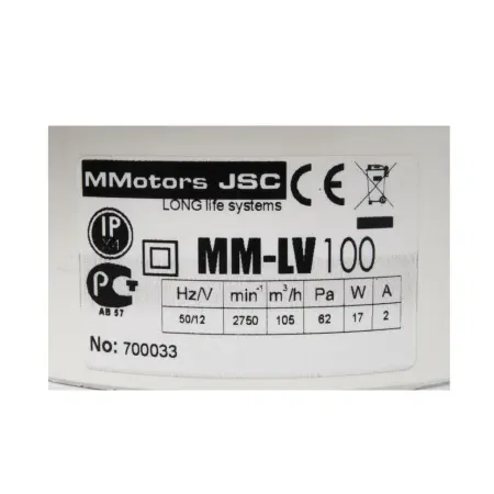 Вентилятор для хамама Mmotors мм lv 100 (низковольтный), с клапаном, квадрат  