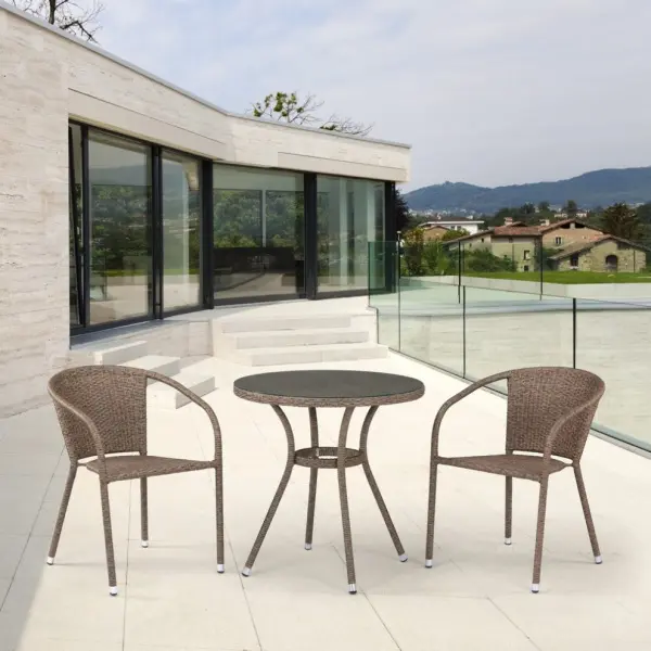 Комплект плетеной мебели из искусственного ротанга Афина T282ANT/Y137C-W56 Light brown - круглый столик и 2 кресла, цвет светло коричневый